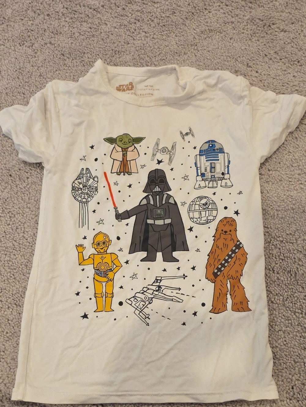 Little Sleepies White Star Wars Play Collection Tee - Tan Print